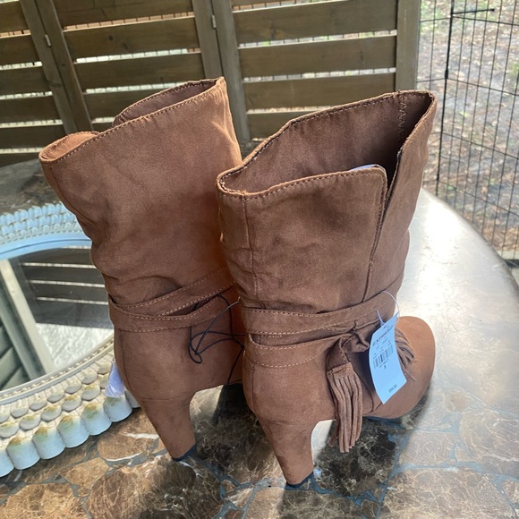 NWT EXPRESS brown mid-calf heel boots size 8 - Picture 10 of 12